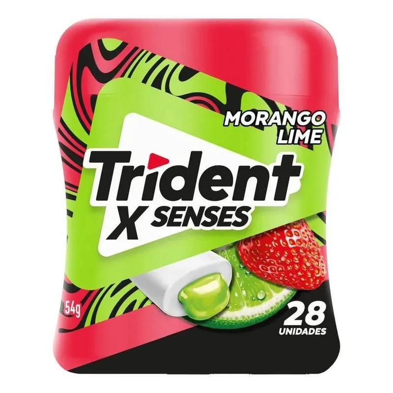 10x Chiclete Trident X Senses Sabor Morango Lime 54g