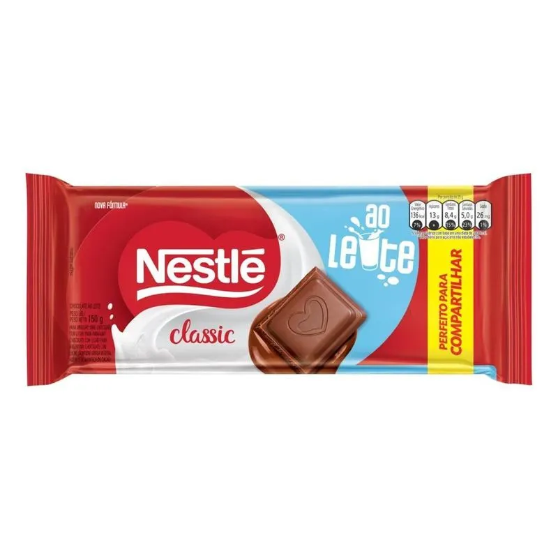 10x Nestlé Classic Chocolate Nestlé Classic Ao Leite 150g -