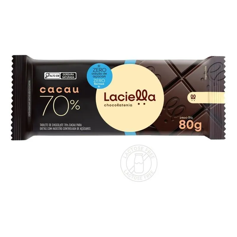 10x Chocolate 70% Cacau Zero Adição De Açúcar Zero Lactose