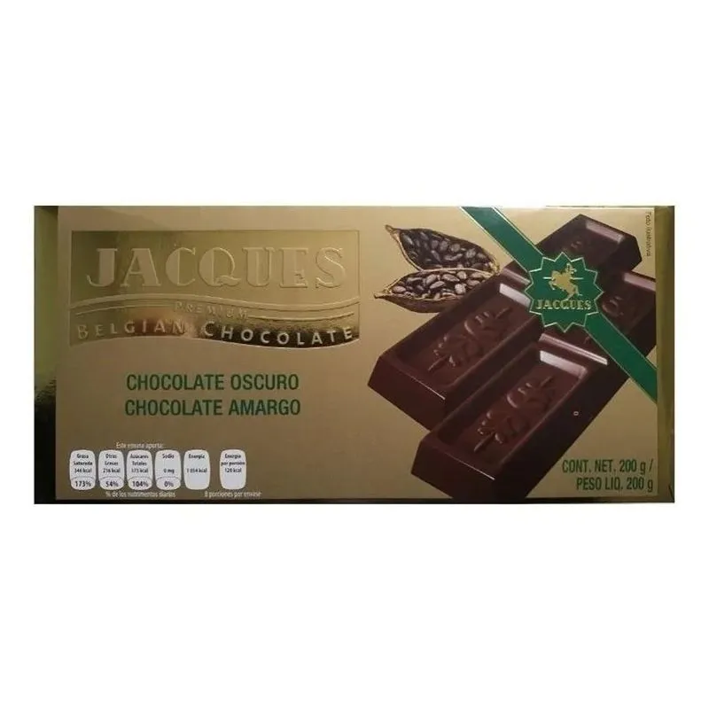 10x Jacques Barra Chocolate Premium Belga Amargo Jacques 20