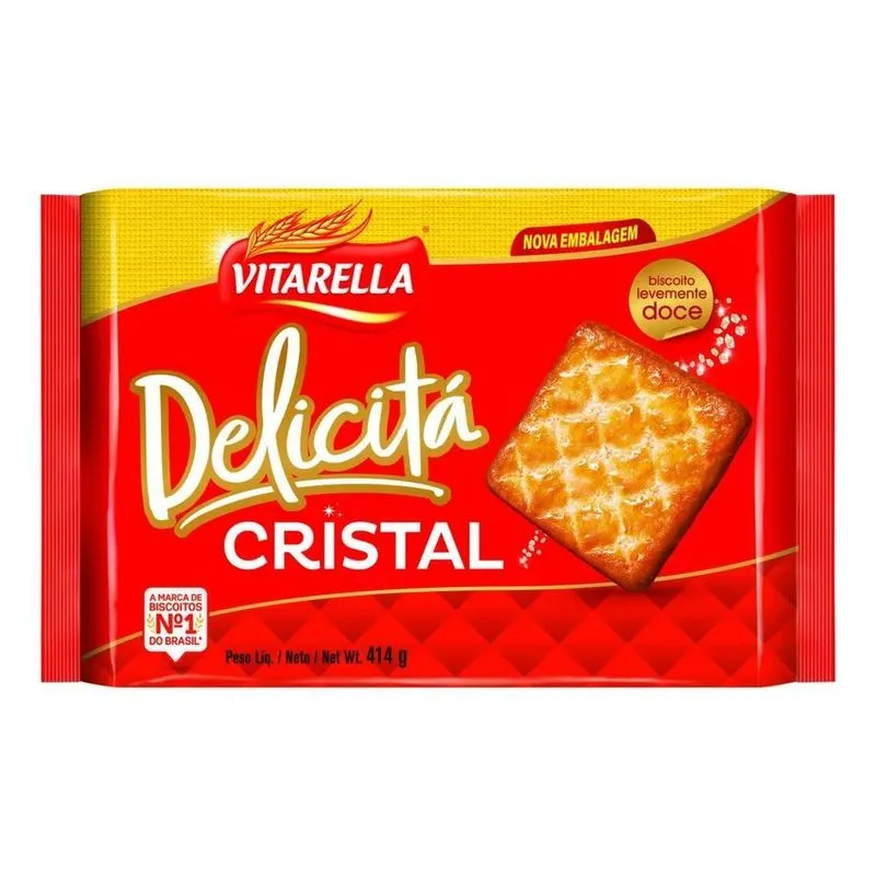 10x Biscoito Doce Delicitá Cristal 414g Vitarella