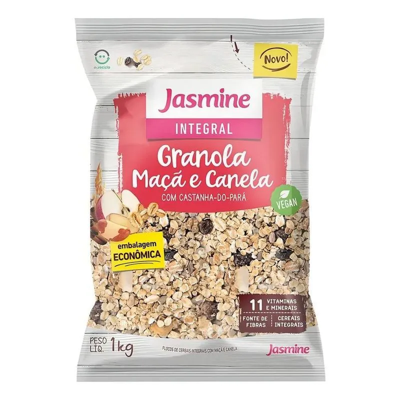 10x Granola Integral Maça E Canela Jasmine - 1000g