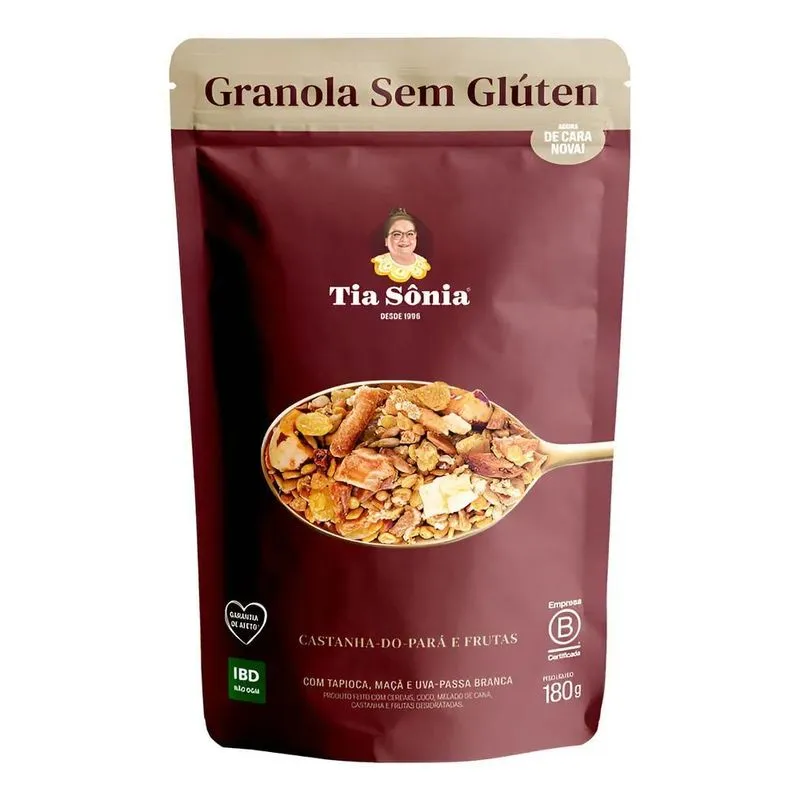 10x Granola Sem Glúten Tia Sônia 180g - Crocância Irresistí