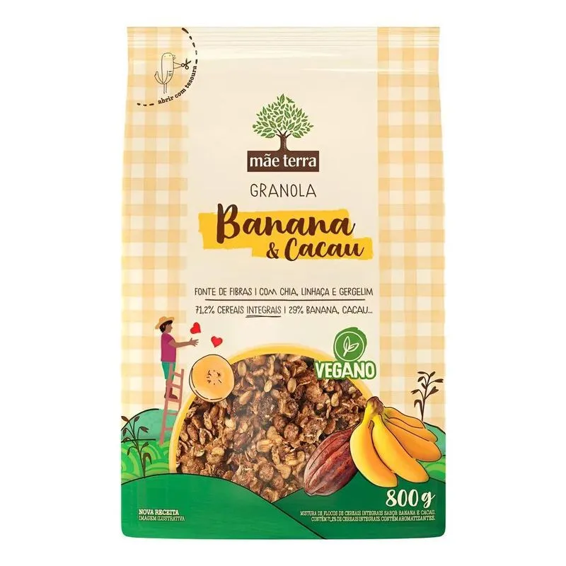 10x Granola Banana &amp; Cacau Mãe Terra 800g