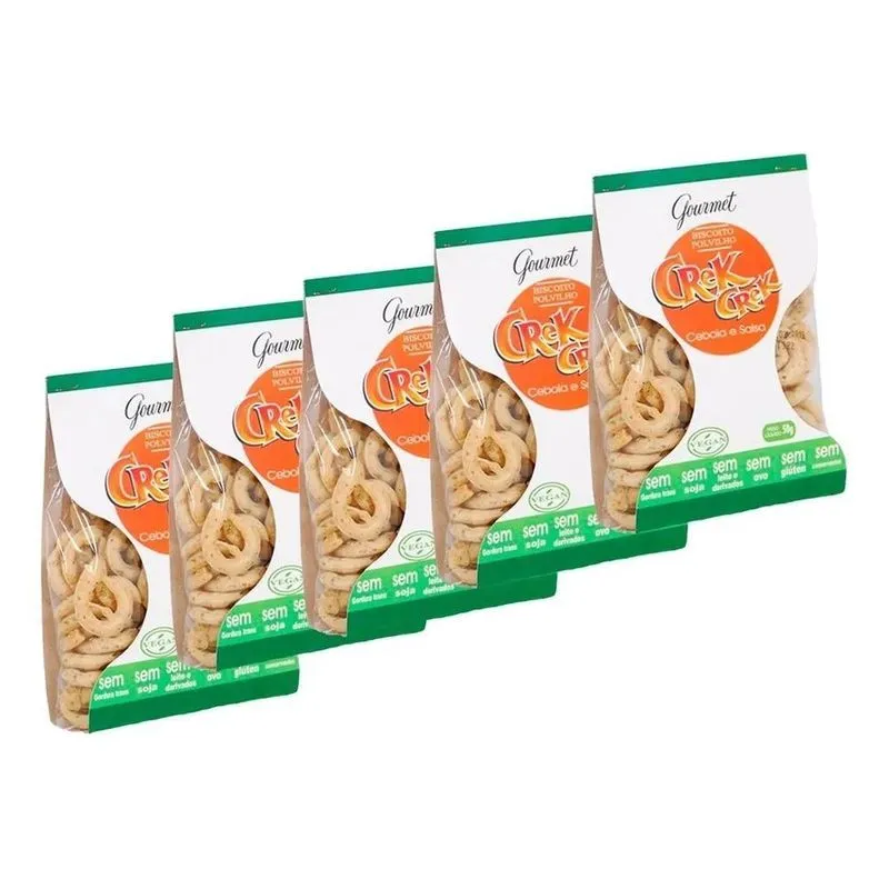 10x Kit 5 Biscoitos De Polvilho Vegano Saudável Sem Glúten