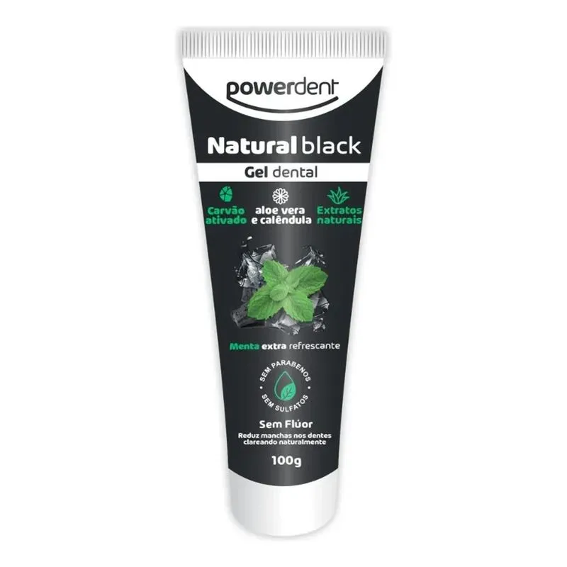 10x Gel Dental Natural Black Sem Flúor 100g Powerdent