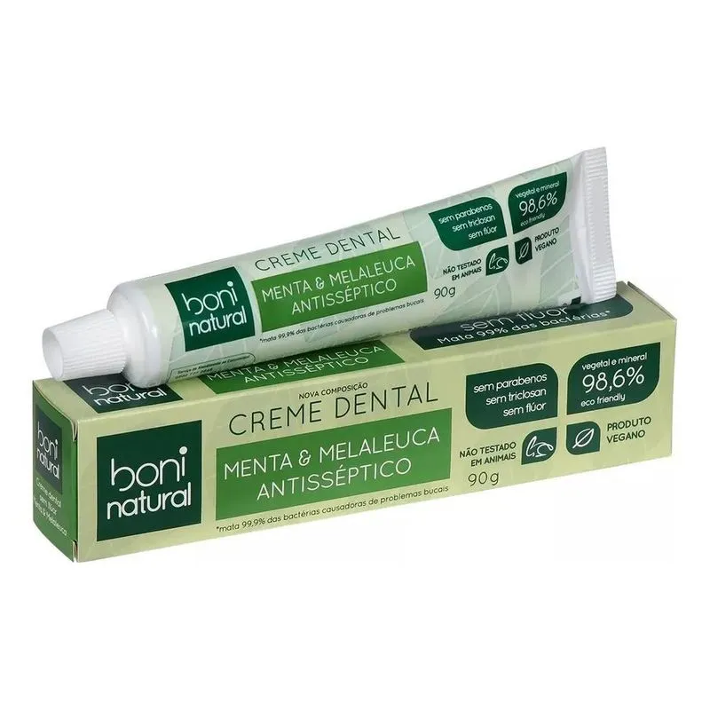 10x Pasta De Dente Boni Natural Menta E Melaleuca Sem Flúor