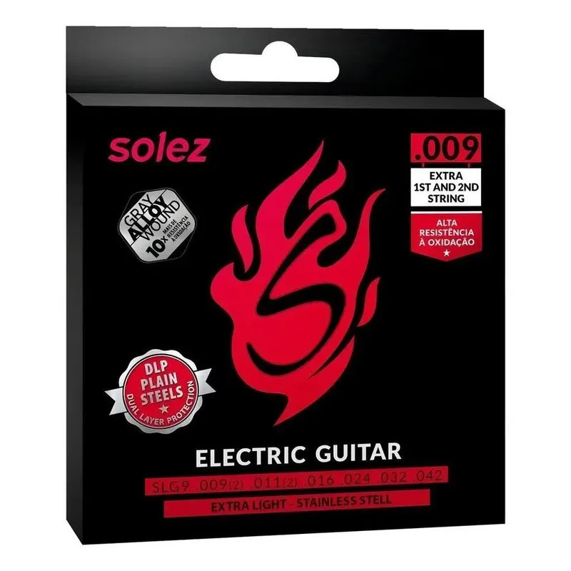 10x Encordoamento Solez Guitarra 09 Slg9ga Gray Alloy Inox