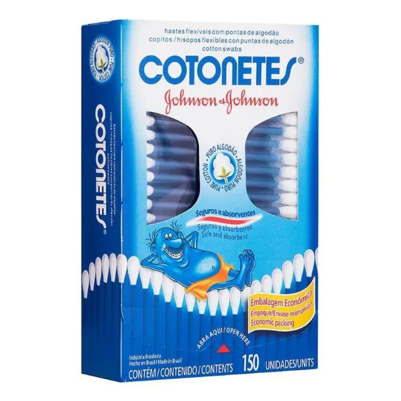 10x Hastes Flexíveis Johnson &amp; Johnson Cotonetes Caixa 150