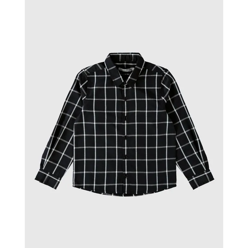 Camisa Infantil Menino Xadrez Em Tricoline Malwee Kids Preto - 8