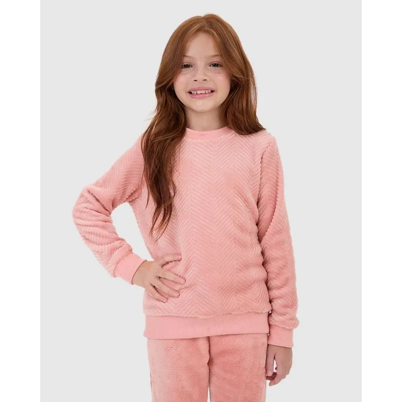 Pijama Infantil Menina Manga Longa Em Fleece Malwee Kids Rosa - 16