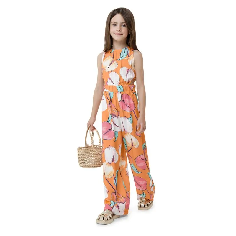 Macacão Feminino Longo em Viscose - Carinhoso Laranja - 8