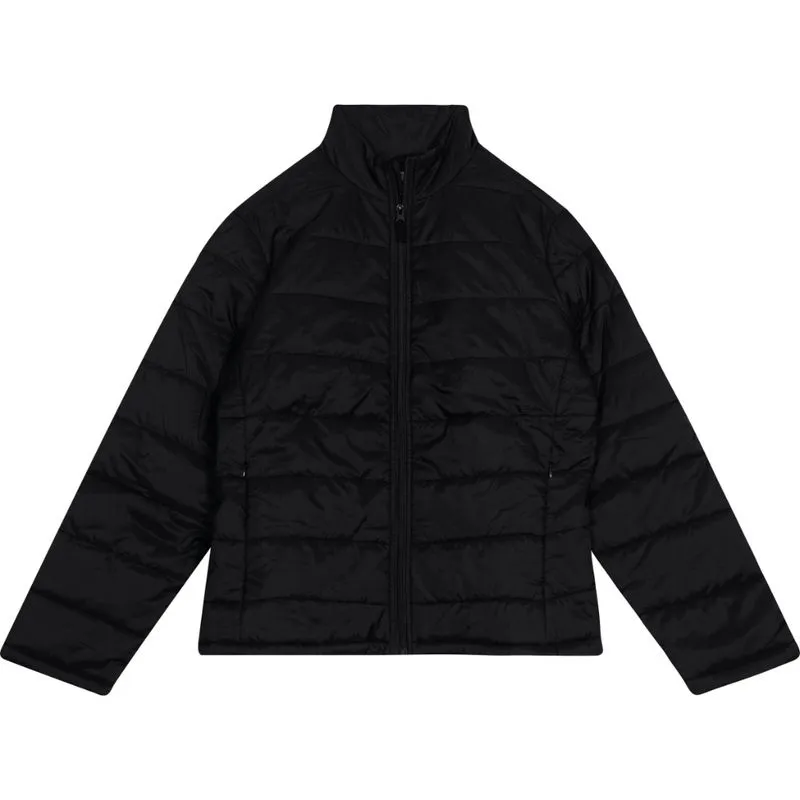 Jaqueta Básica Feminina Plus Size Puffer Gola Alta Em Nylon Preto - G1
