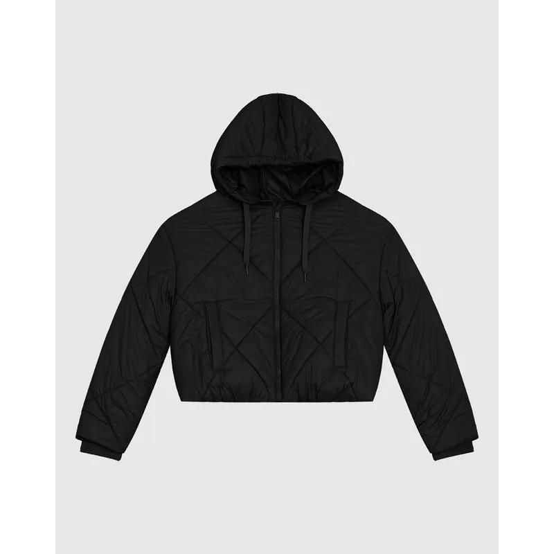 Jaqueta Puffer Feminina Com Capuz Em Poliamida - ENFIM Preto - GG