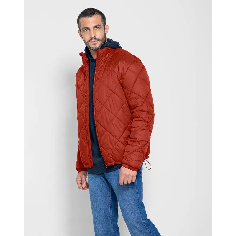 Jaqueta Puffer Masculina Barra Regulagem Em Tafetá - ENFIM Marrom - GG