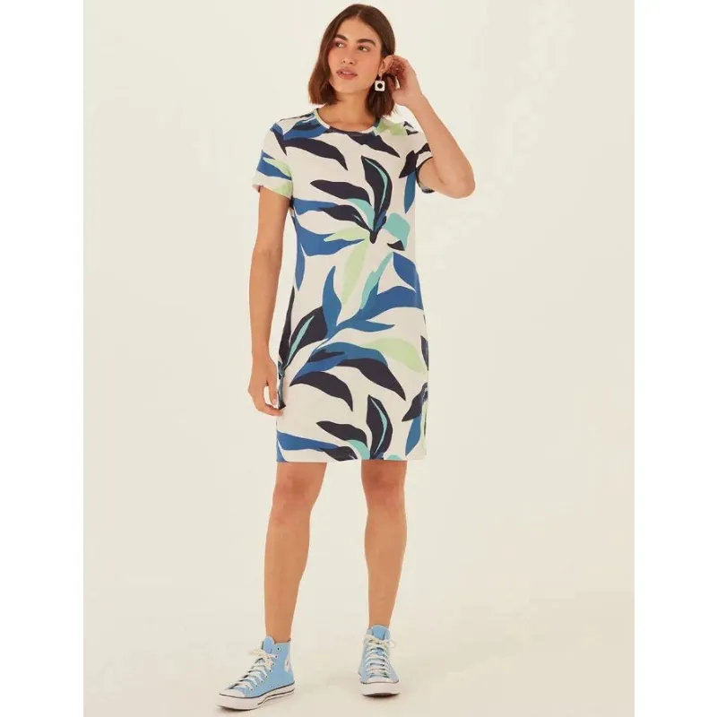 Vestido Estampado Meia Malha Manga Curta Malwee