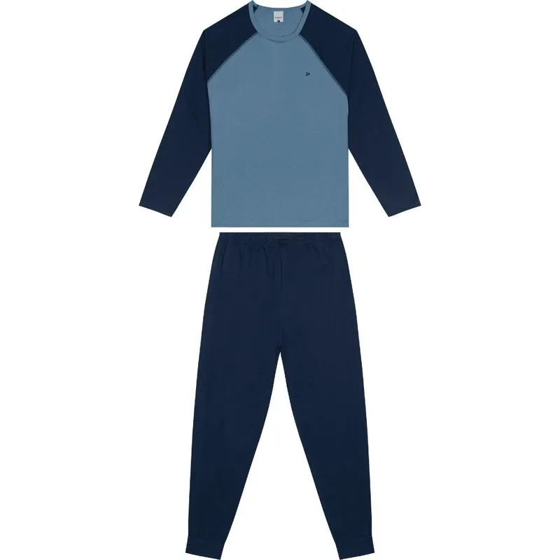 Pijama Masculino Manga Longa Malha Malwee