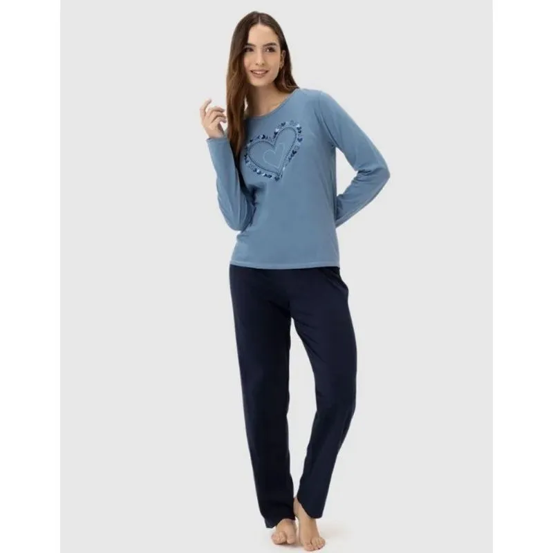 Pijama Feminino Meia Malha Manga Longa Malwee