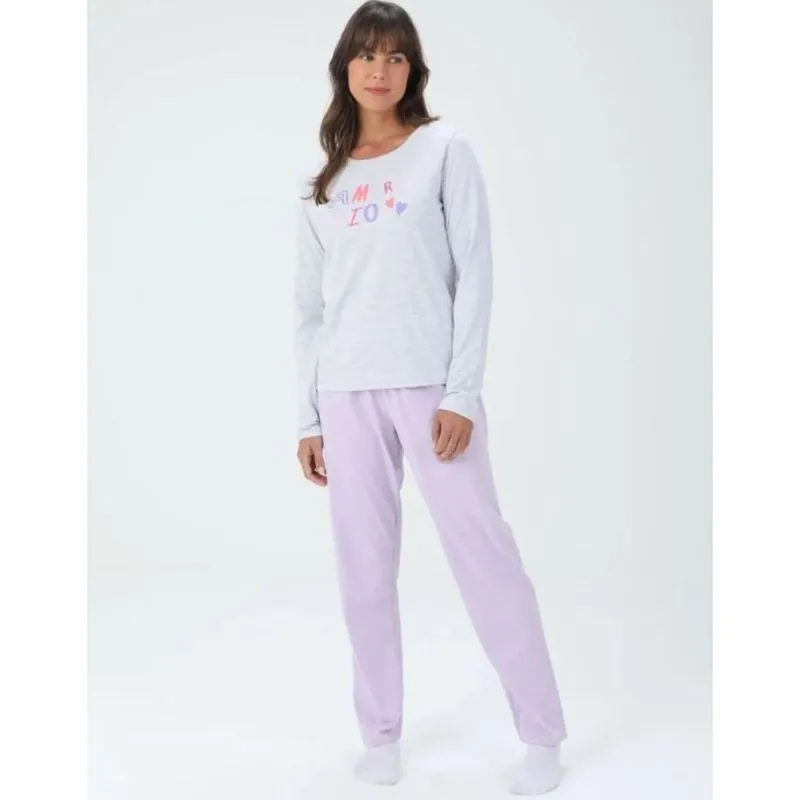 Pijama Feminino Meia Malha Manga Longa Malwee