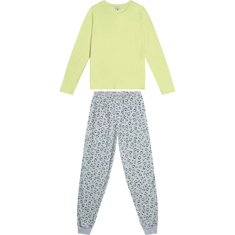 Pijama Feminino Meia Malha Manga Longa Malwee
