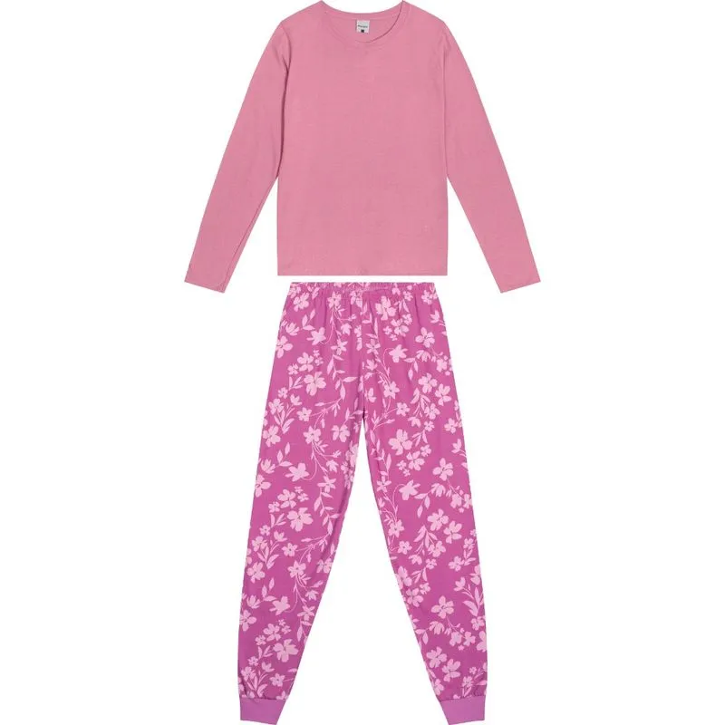 Pijama Feminino Meia Malha Manga Longa Malwee