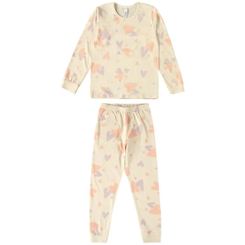 Pijama Estampado Malwee Kids Juvenil Menina Meia Estação 10/16 - 1000116528-OFF CORACAO-14