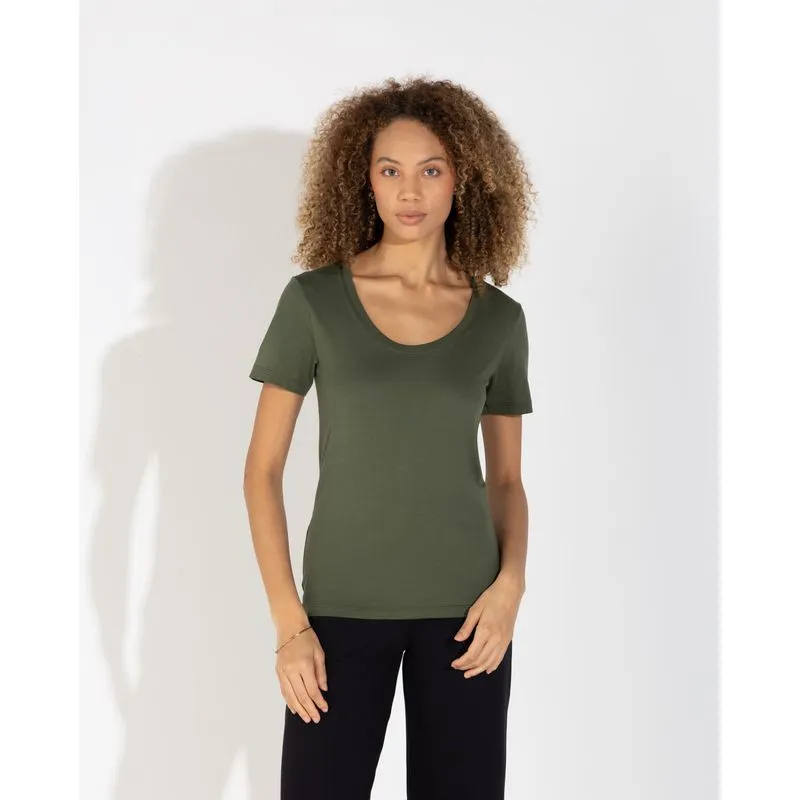 Camiseta Pima Gola U Feminina Verde - M