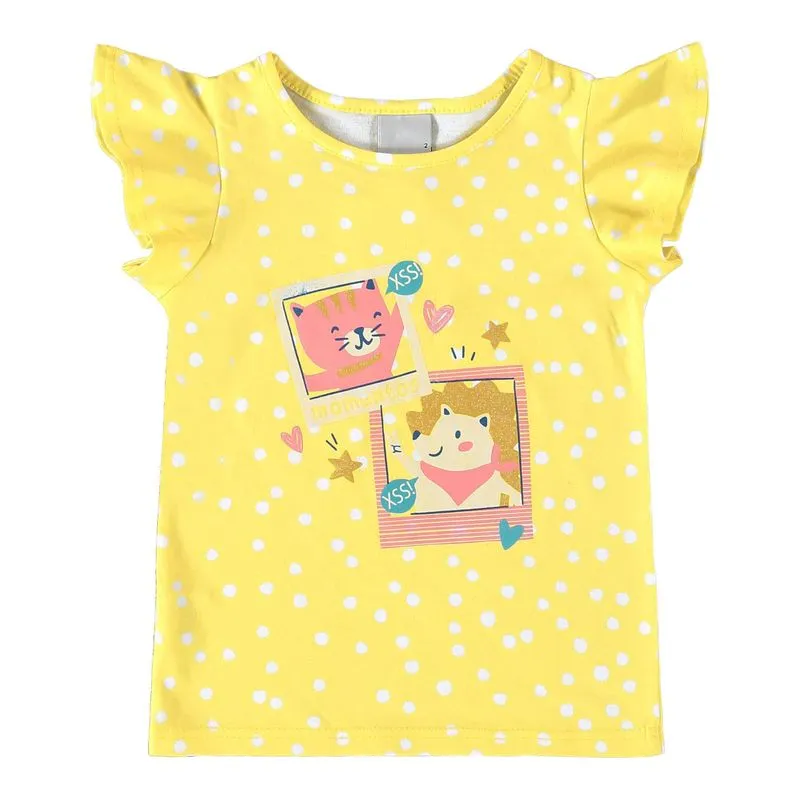 Blusa Malha De Algodão Malwee Kids Infantil Menina Verão Estampa Diversa 1/3 - 1000116362-AMARELO-2