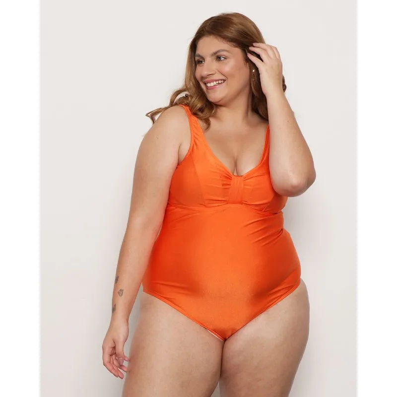 Maio Plus Size Feminino Alças Com Fecho Laranja 48