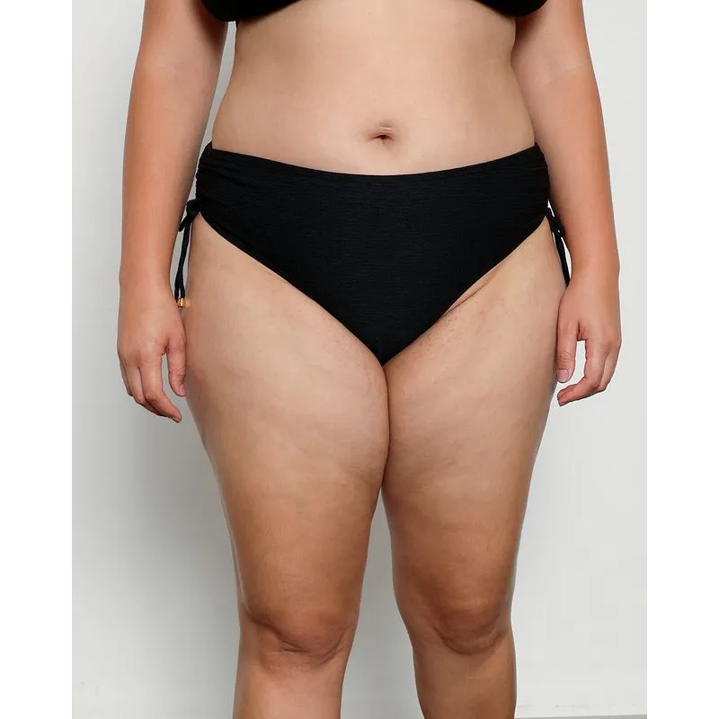 Biquíni Calcinha Plus Size Feminina Avulsa Texturizada Amarração Frontal Preta 46