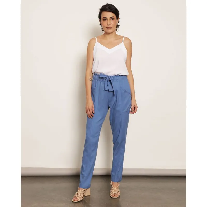 Calça Feminina Berry & Co. Clochard Viscolinho Azul M