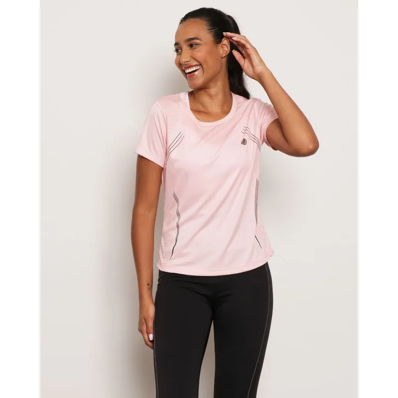 Blusa Feminina Fitness Manga Curta Estampa Frontal Rosa M