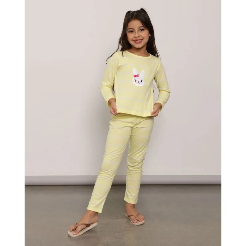 Pijama Infantil Manga Longa Coelhinha Amarelo 8