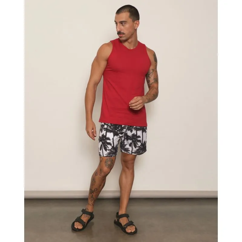 Bermuda Surf Masculina Estampada Coqueiros Branca P