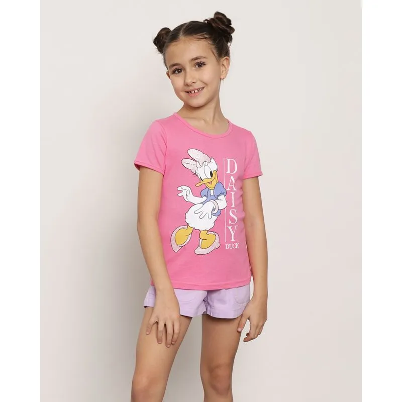 Camiseta Infantil Manga Curta Disney Estampa Margarida Rosa 4