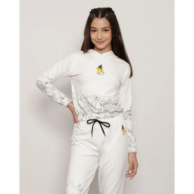 Blusão Juvenil Moletinho Warner Bordado Patolino Off White 12