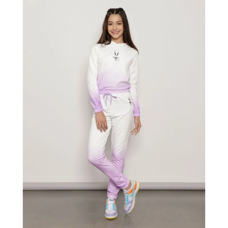 Calça Juvenil Moletinho Jogger Warner Bordado Pernalonga Off White 12