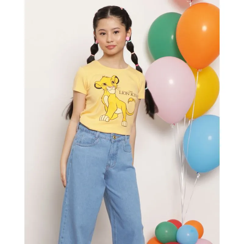 Camiseta Juvenil Disney Manga Curta Rei Leão Amarela 14