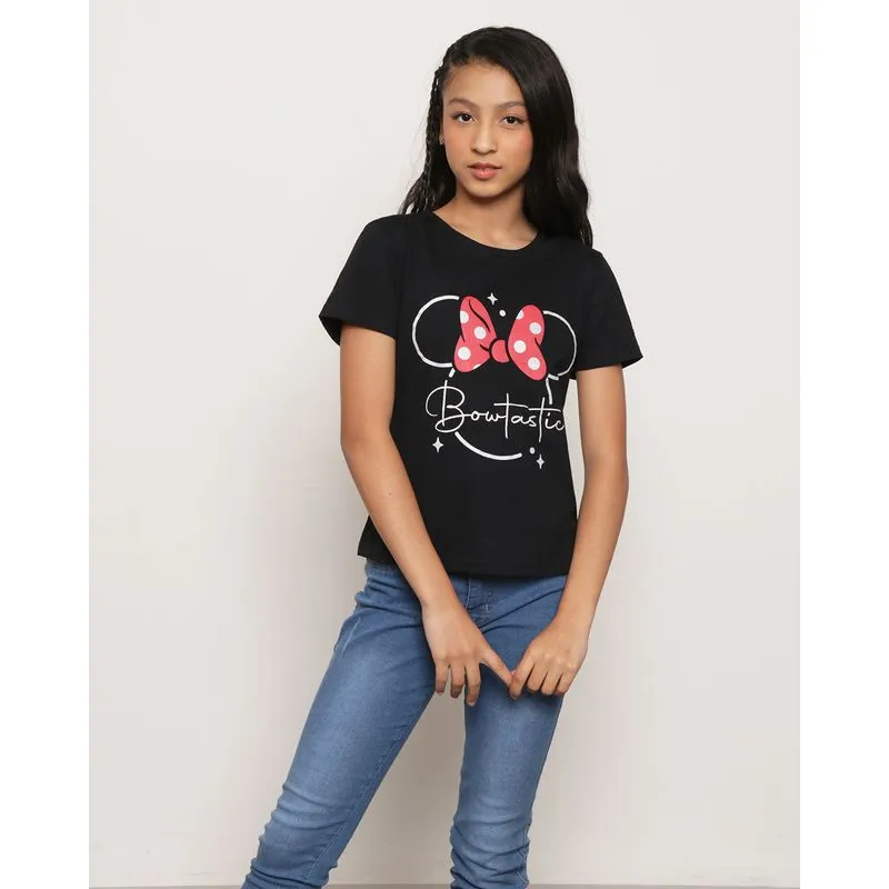 Camiseta Juvenil Algodão Disney Minnie Preta 14