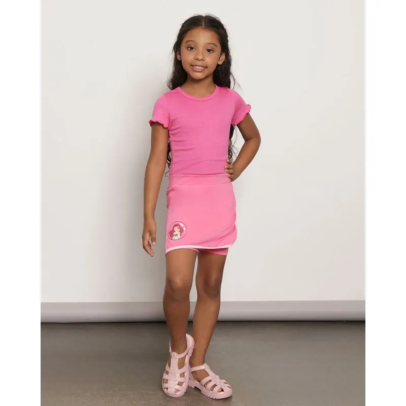 Short Saia Infantil Estampa Da Ariel Disney Rosa 8