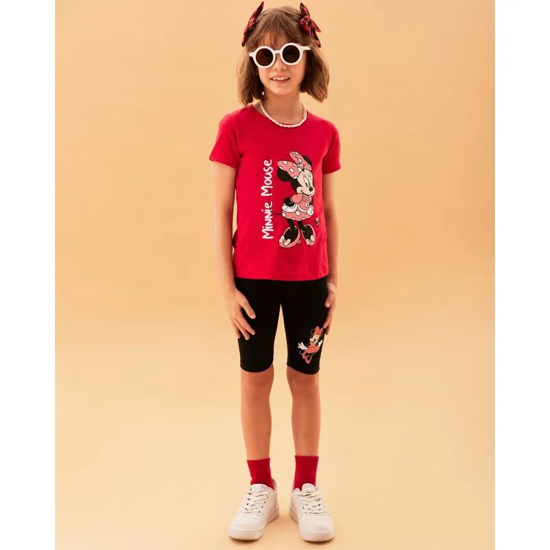 Bermuda Infantil Disney Estampa Minnie Ciclista Preta 4