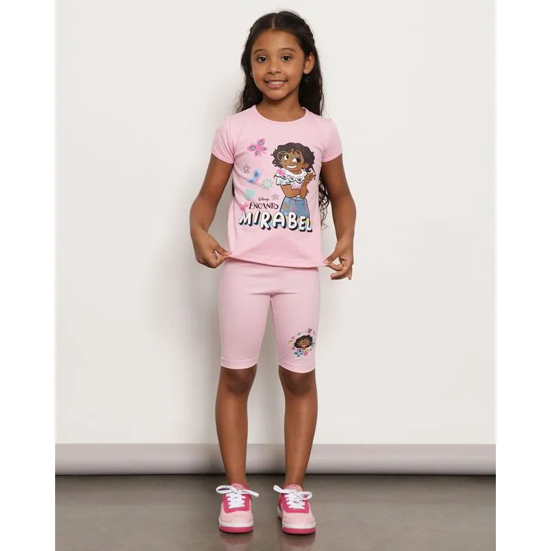 Bermuda Infantil Ciclista Disney Estampa Encanto Mirabel Rosa 4