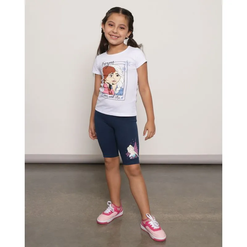 Bermuda Infantil Moletinho Ciclista Estampa Frozen Disney Marinho 6