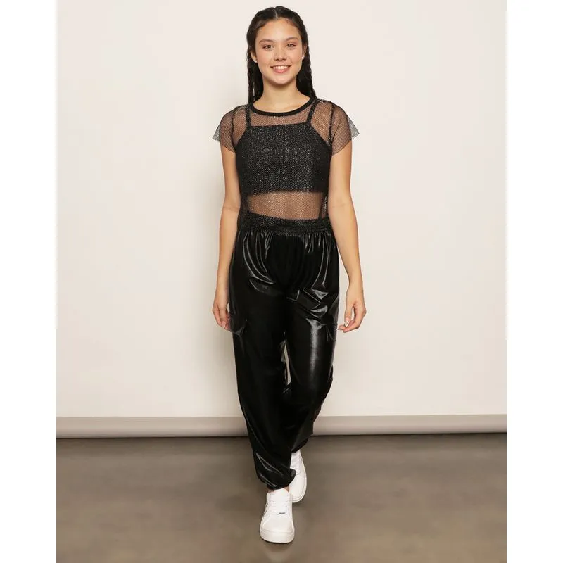 Calça Juvenil Cirre Jogger Preta 12