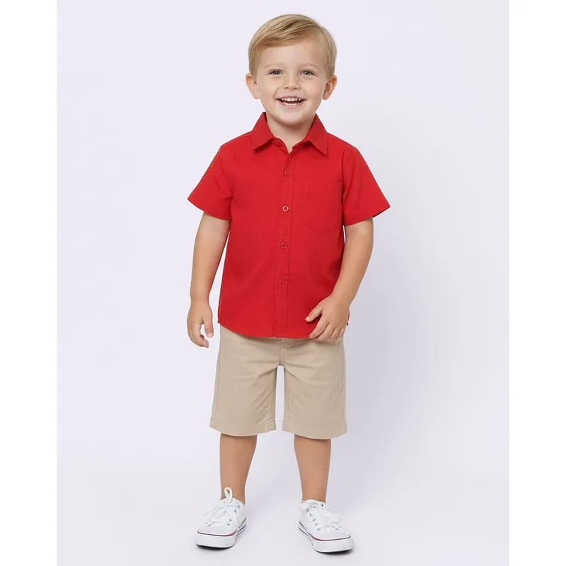 Camisa Bebê Manga Curta Bolso Frontal Vermelha 3