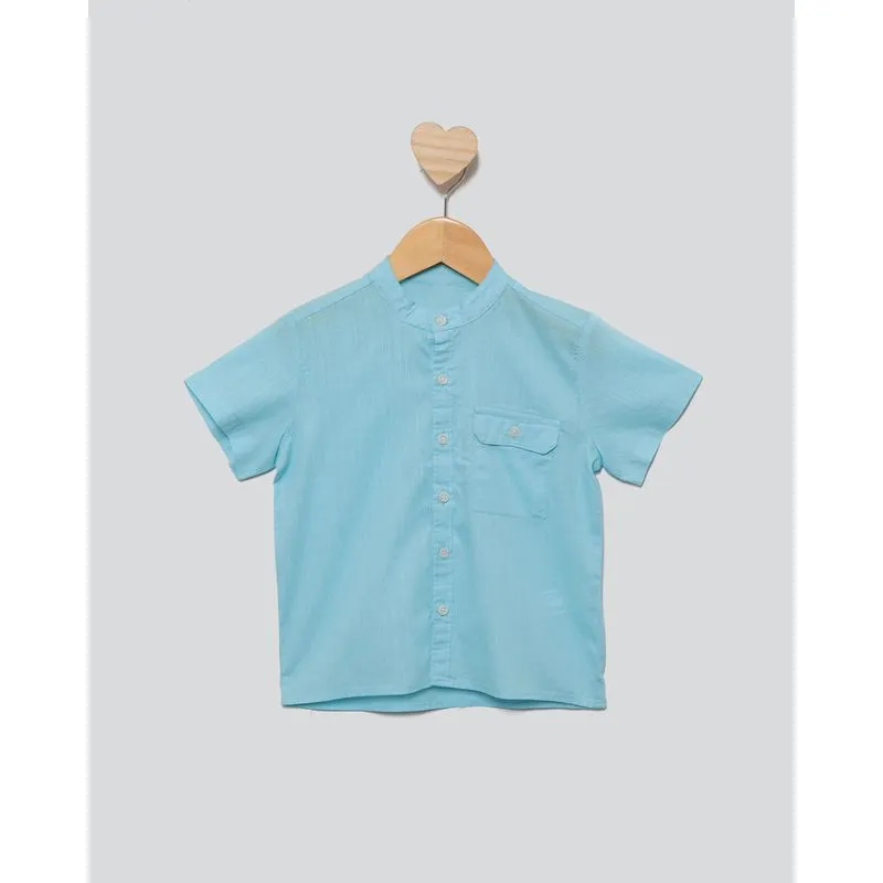 Camisa Bebê Gola Padre Manga Curta Azul 1