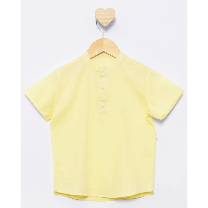 Camisa Bebê Gola Padre Manga Curta Amarela 1