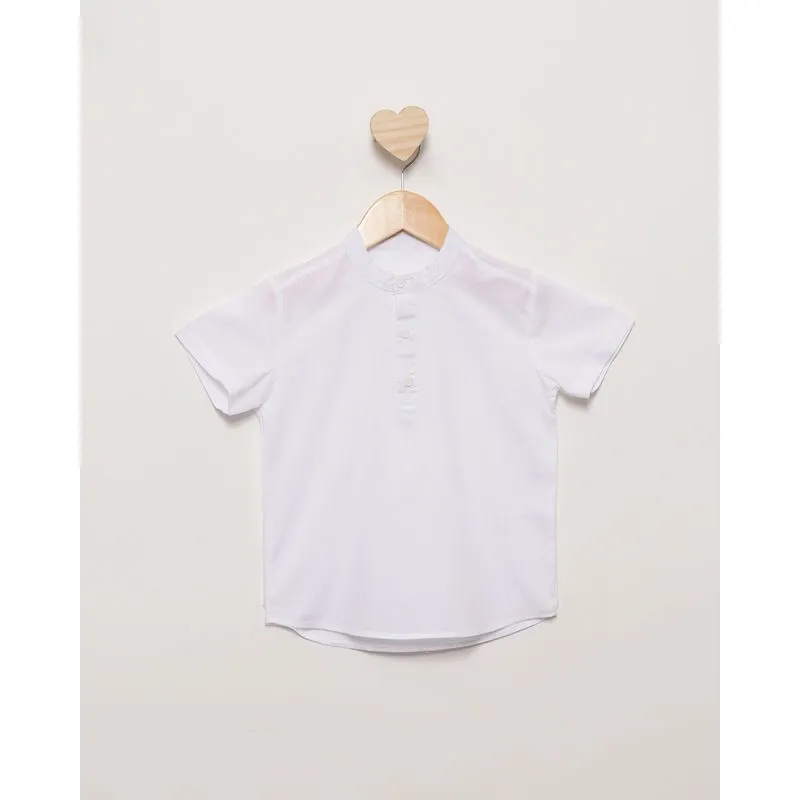 Camisa Bebê Gola Padre Manga Curta Branca 2