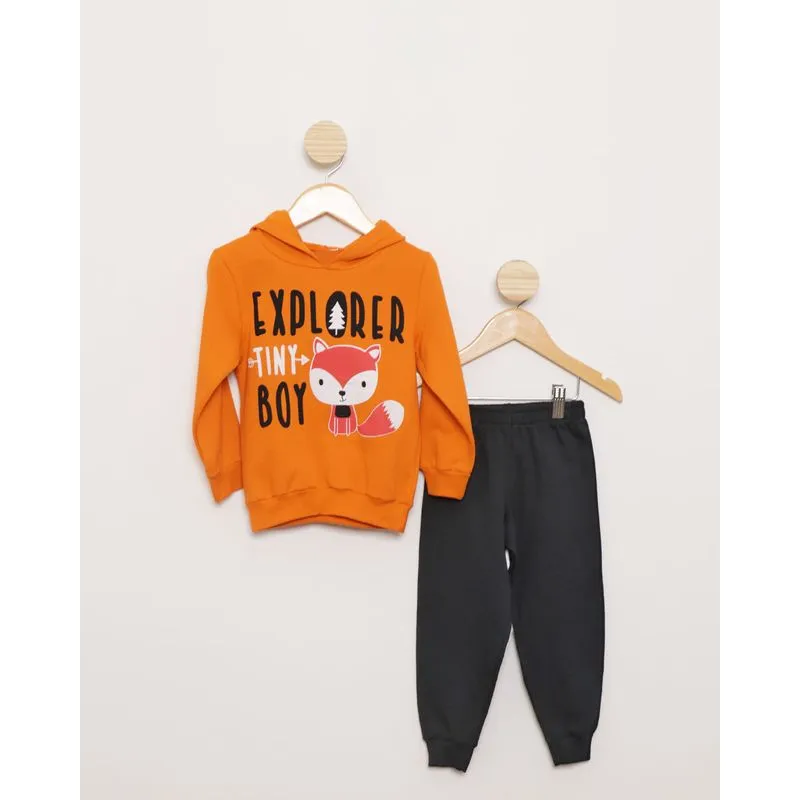 Conjunto Moletom Bebê Estampa Raposa Laranja 2