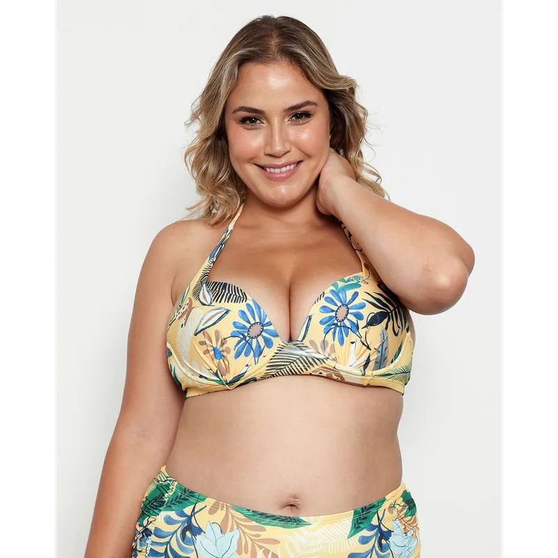 Biquíni Top Plus Size Feminina Avulso Com Bojo e Aro Amarelo 50